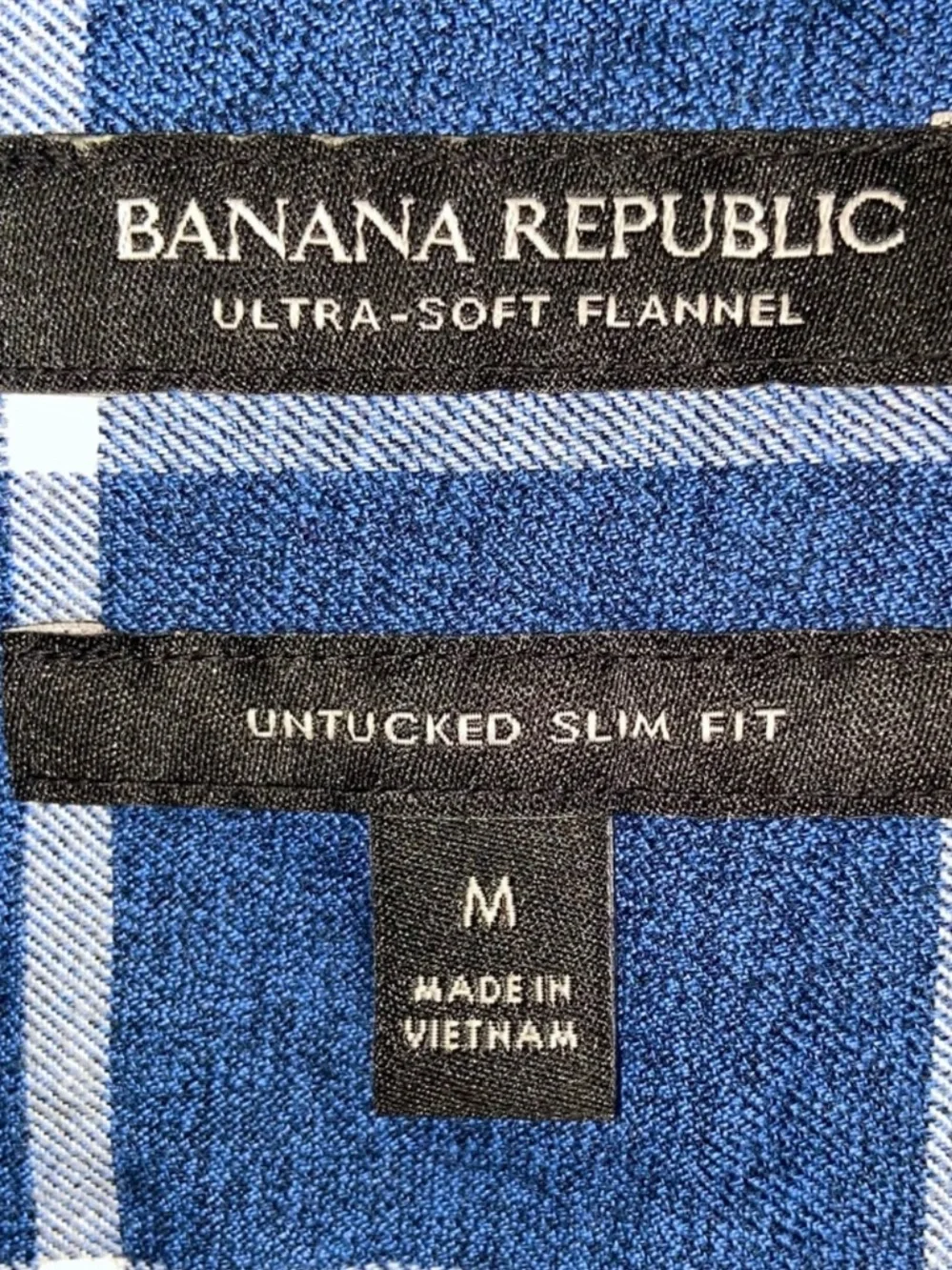 BR M Navy White Window Pane Plaid Ultra Soft Untucked Slim Fit Flannel Shirt